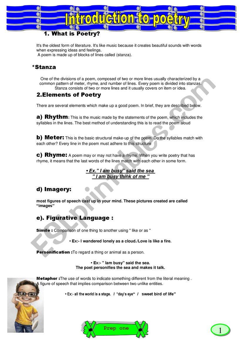 poetry introduction  worksheet