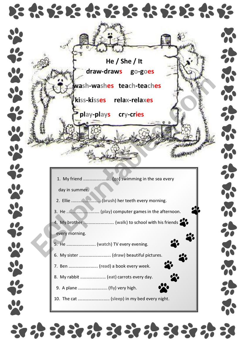 PRESENT SIMPLE Affirmative worksheet