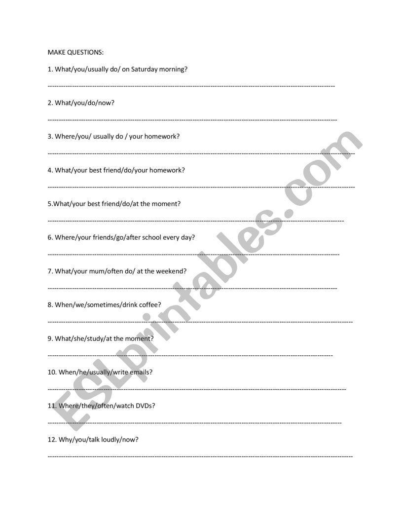 Make questions worksheet