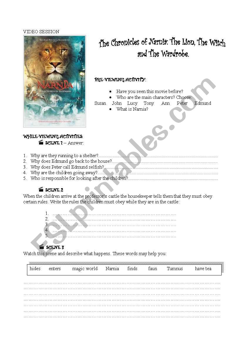 Narnia worksheet