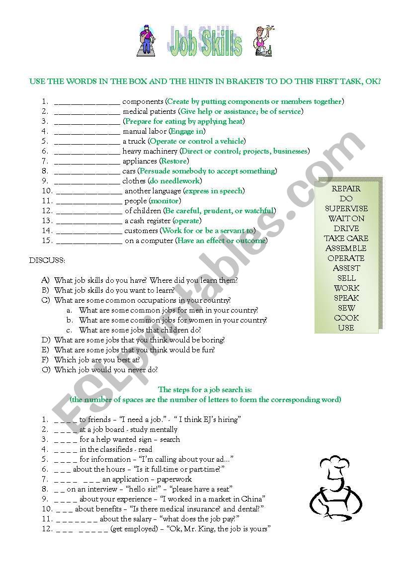 Job Skills worksheet