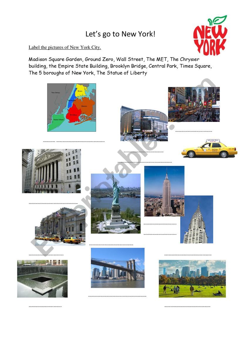 New York worksheet