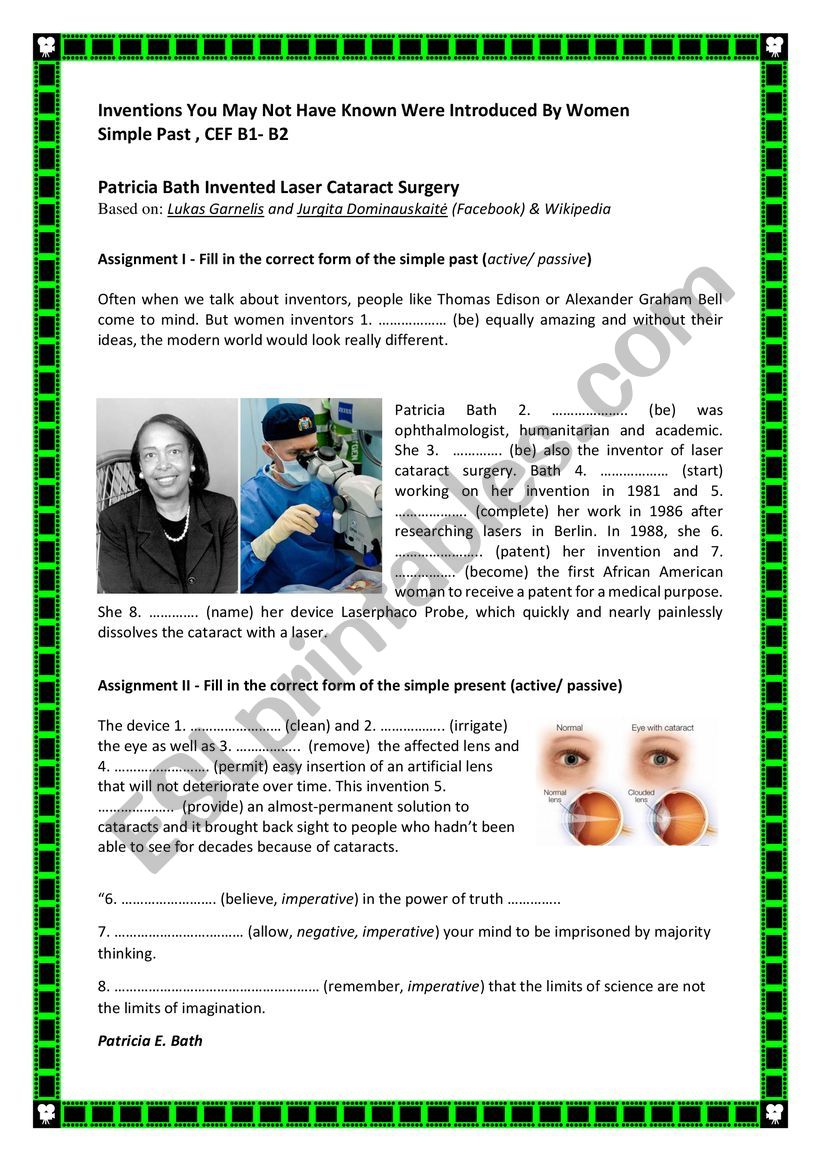 Patricia Bath Laser Cataract Surgery - Inventions by women