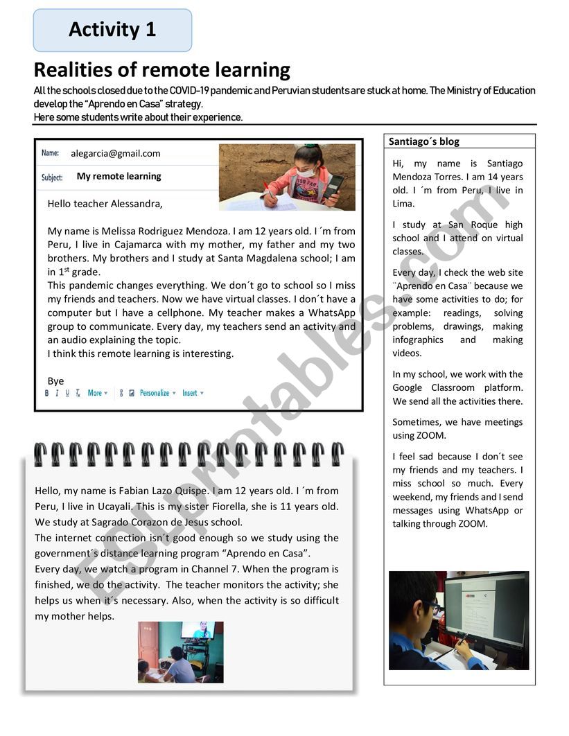 Remote Learning in Peru worksheet