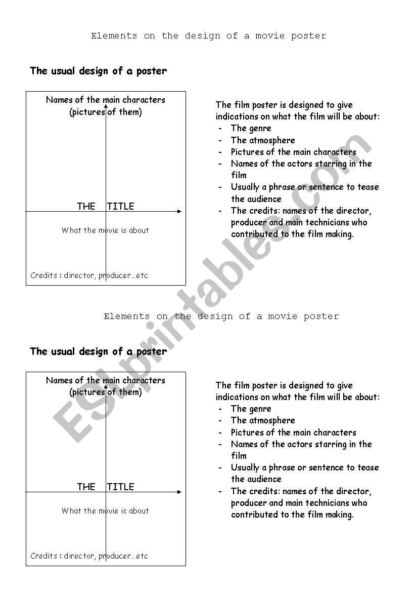 Analysing a movie poster worksheet