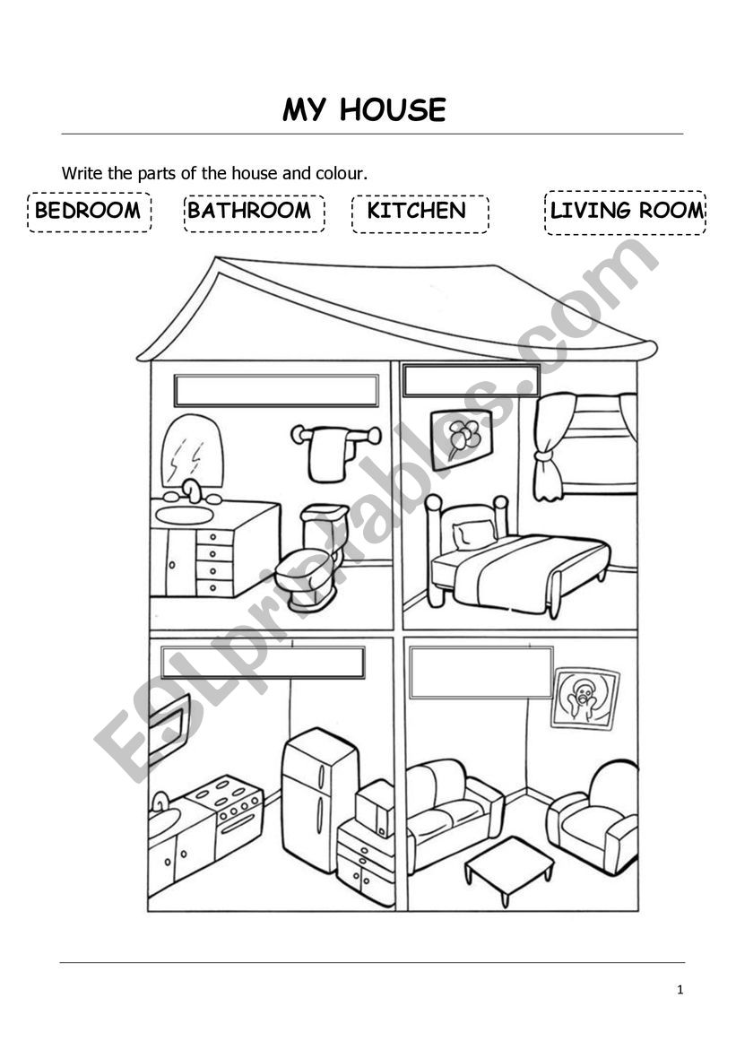 Parts of the house worksheet