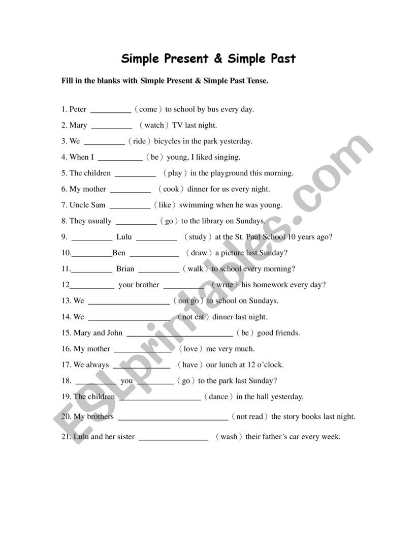 Simple past and present perfect tense - ESL worksheet by misspun47p3a