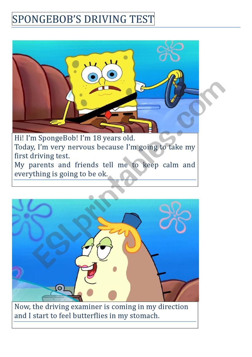 SpongeBob driving test worksheet