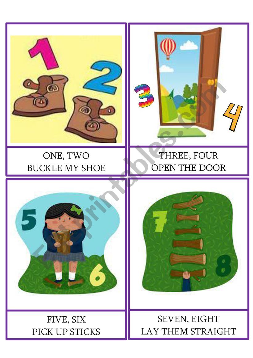 ONE, TWO BUCKLE MY SHOE flashcards