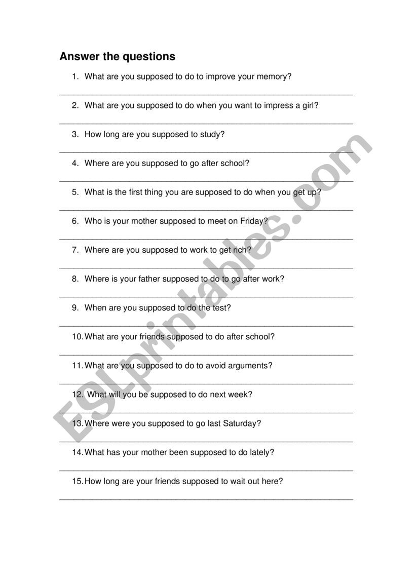 supposed to - ESL worksheet by grossler