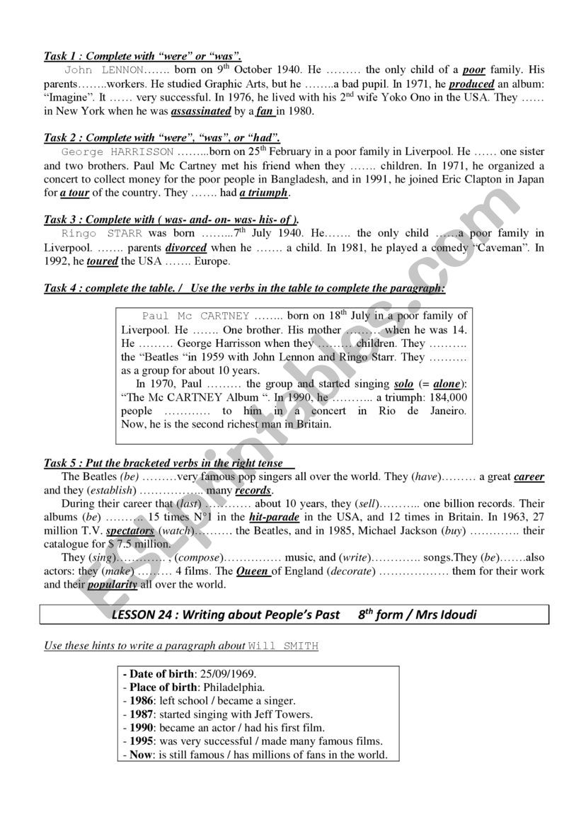 simple past  worksheet