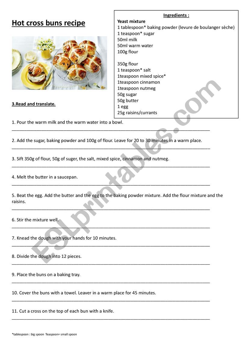 Hot cross buns 2: the recipe worksheet