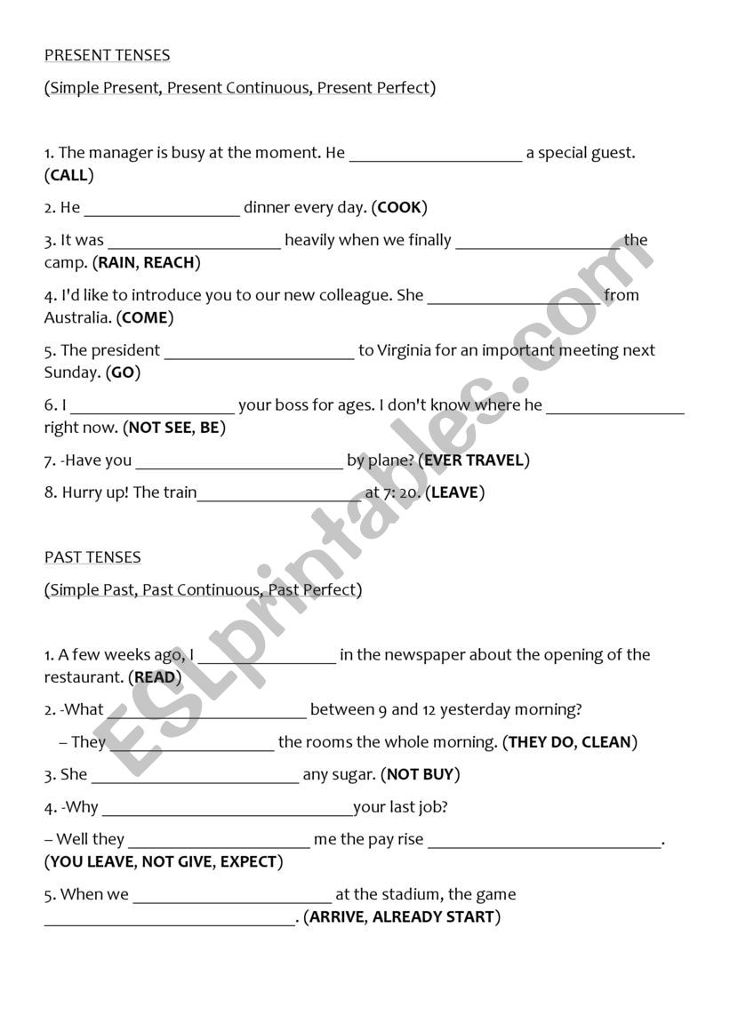 Present-Past Tenses(fill the gaps)