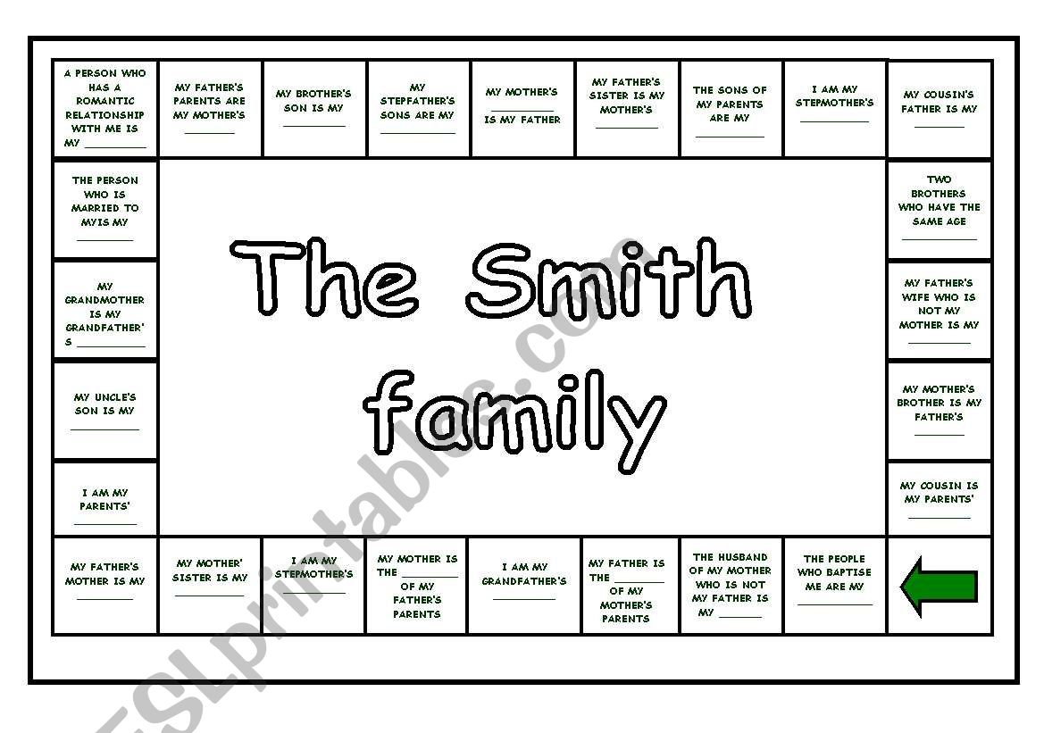 Family boardgame worksheet