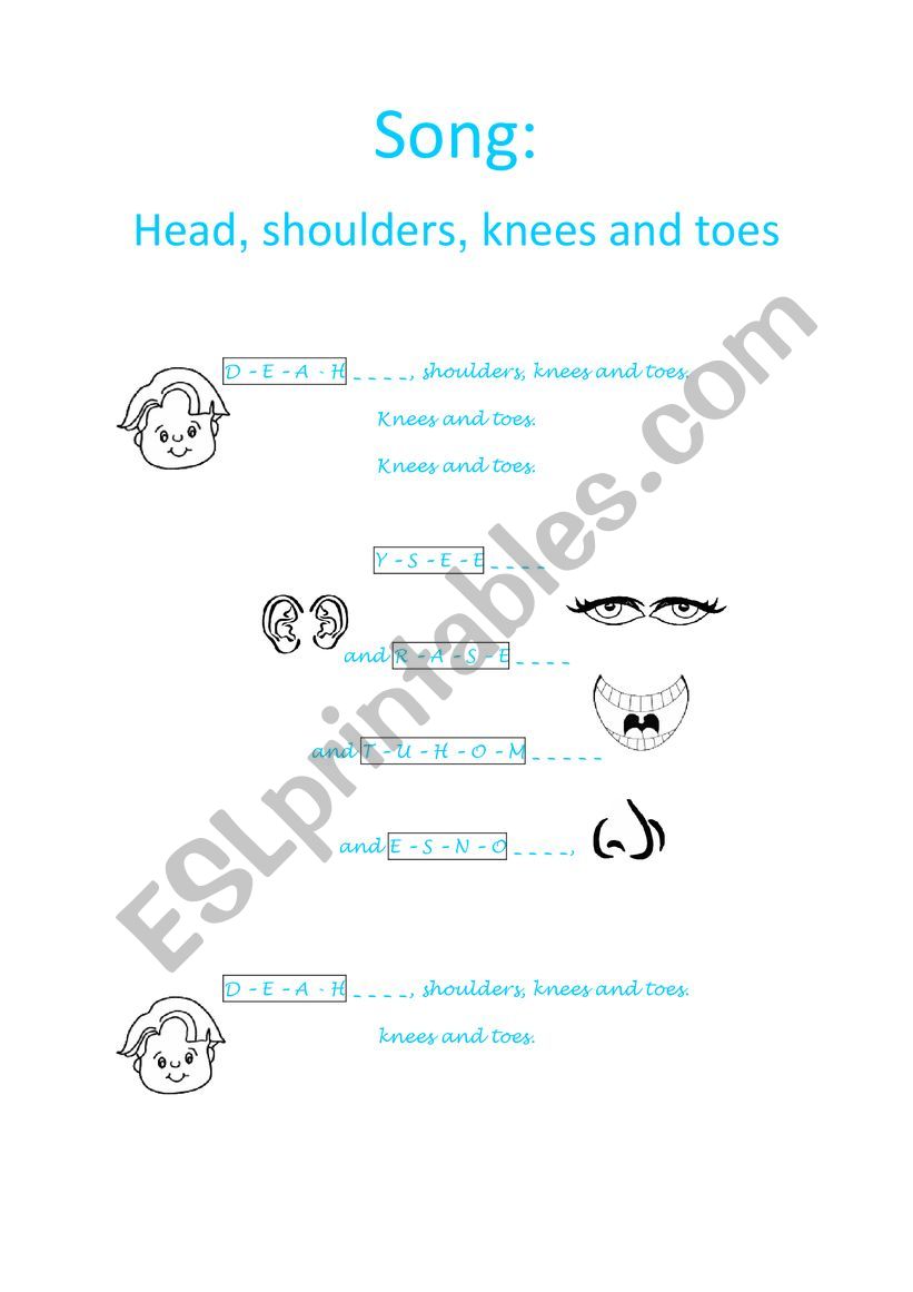 Body Parts Song Activity  worksheet