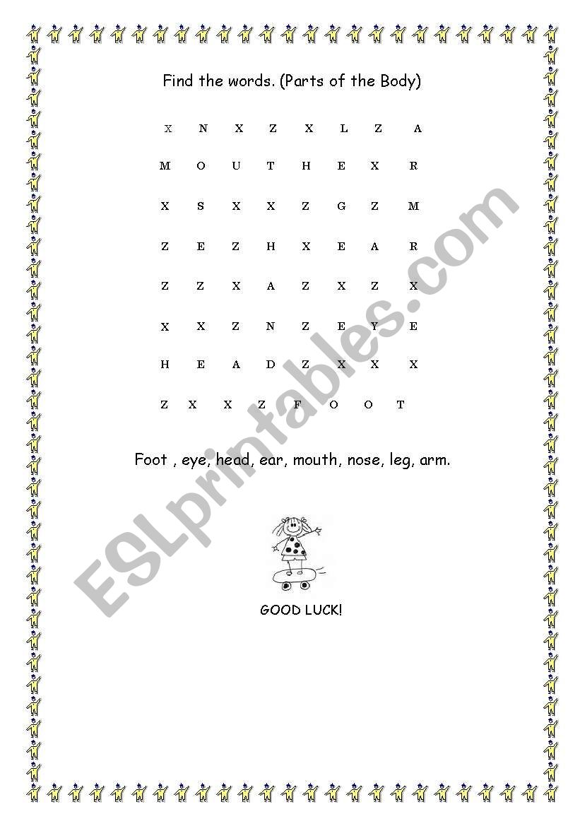 Parts of the body worksheet