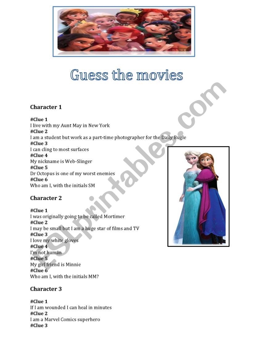 Guess the movie characters (Riddles)