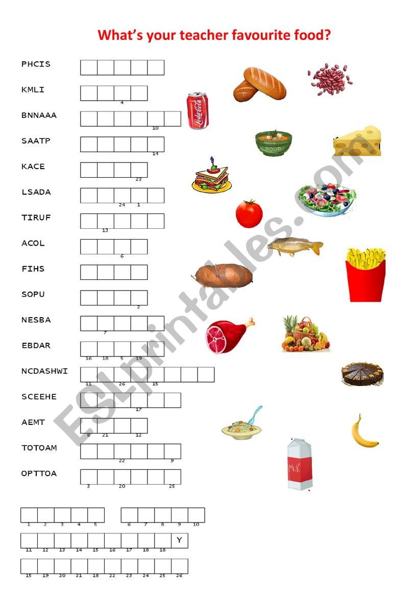 Fruit in food worksheet