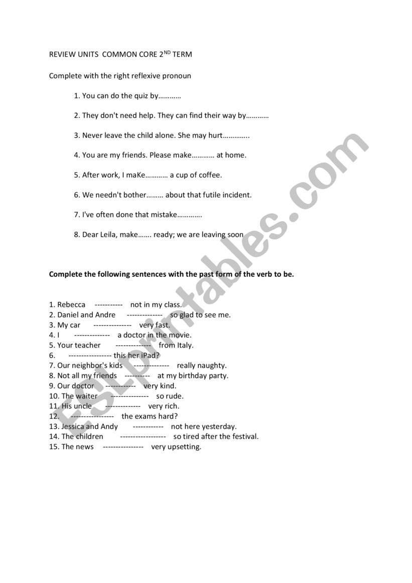 review unit common core 2nd term