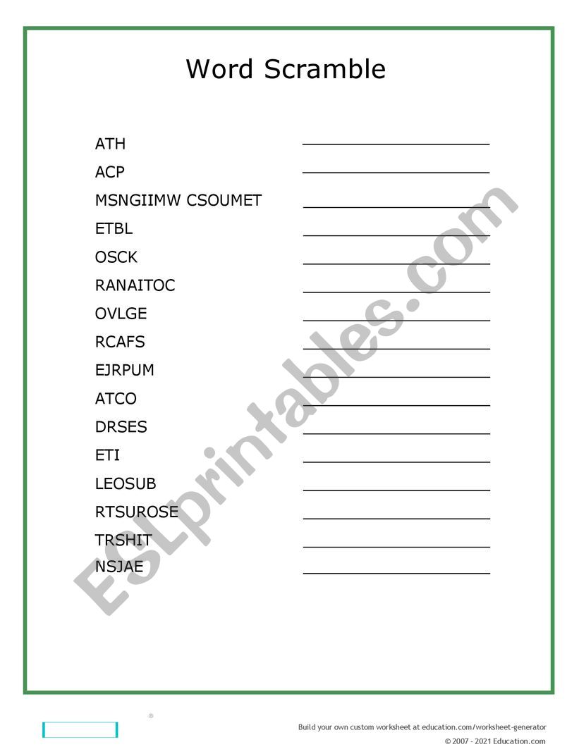 Scrambled Clothes worksheet