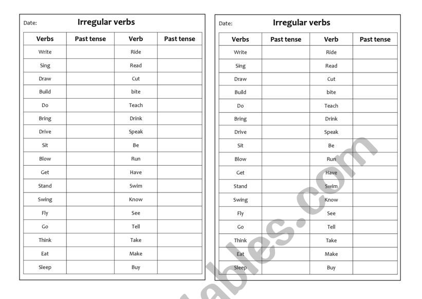 verbs worksheet