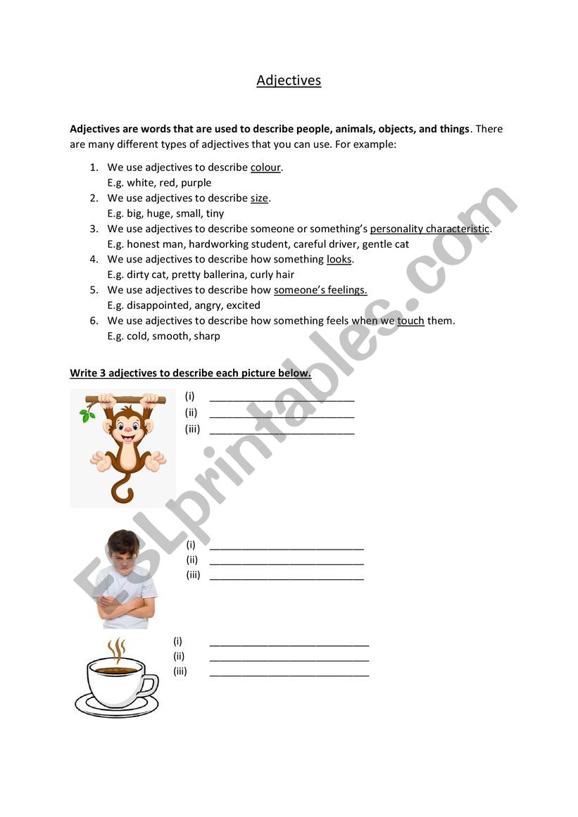 Adjectives - Notes and exercise