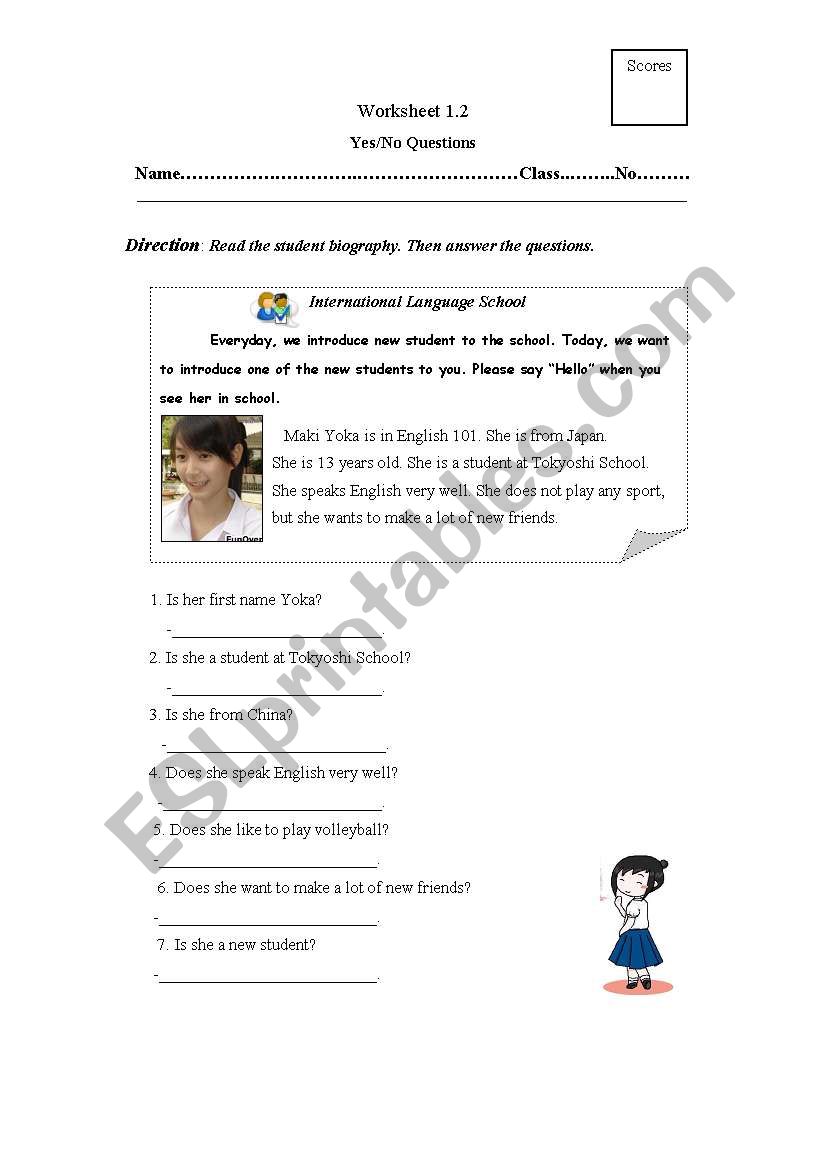 Yes/no questions worksheet