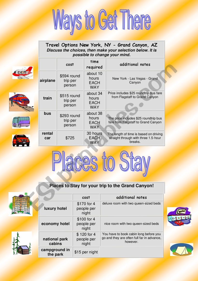 Road trip Grand Canyon worksheet