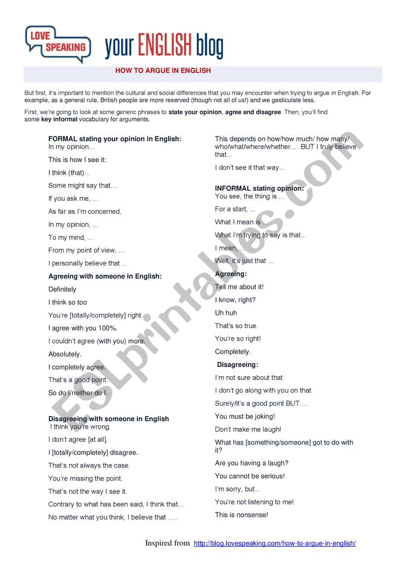 Debate worksheet