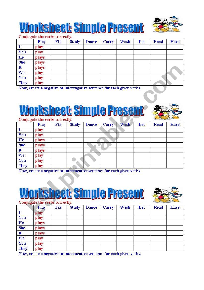 Conjugating verbs in the Simple Present