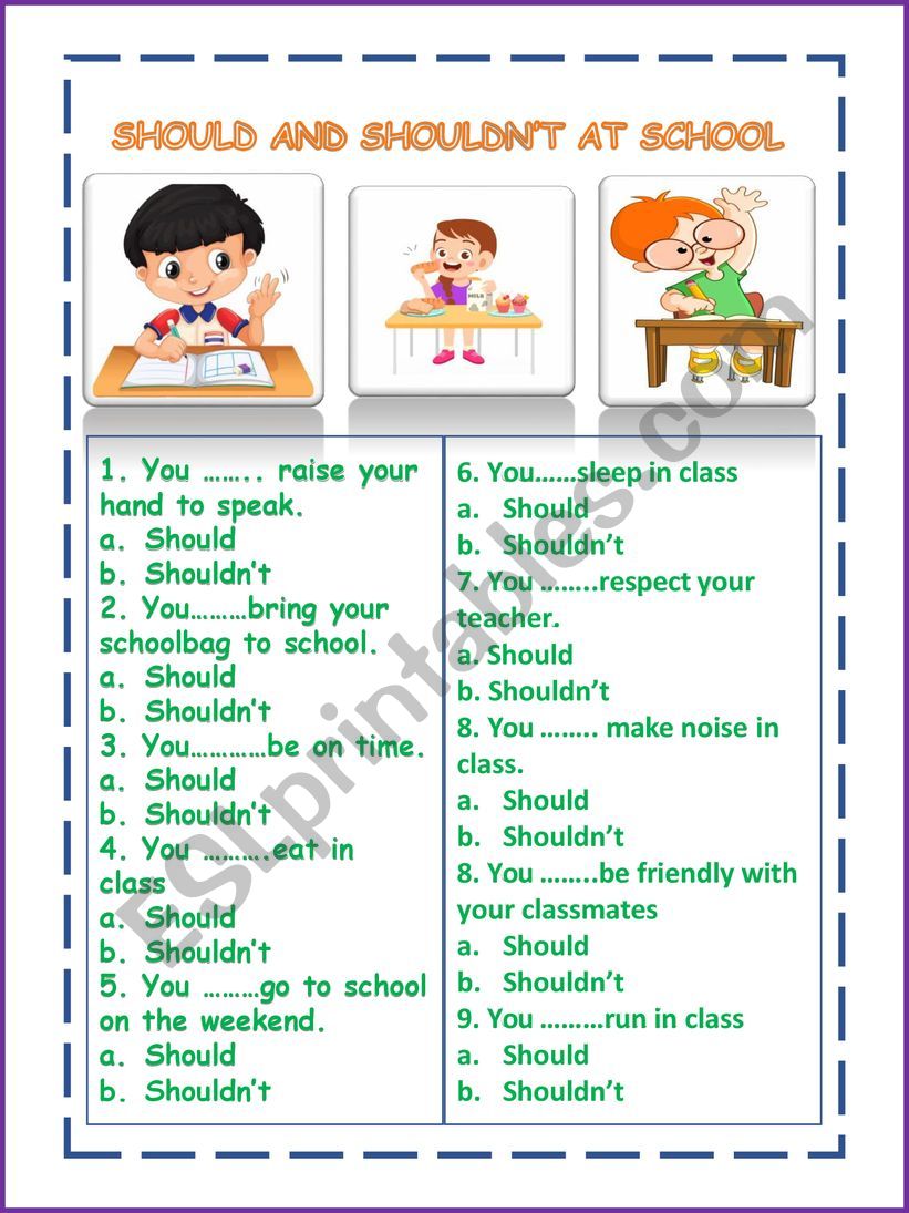 Should or shouldn�t worksheet