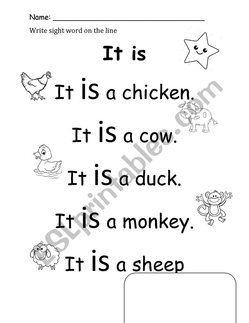 Sight word: Is worksheet