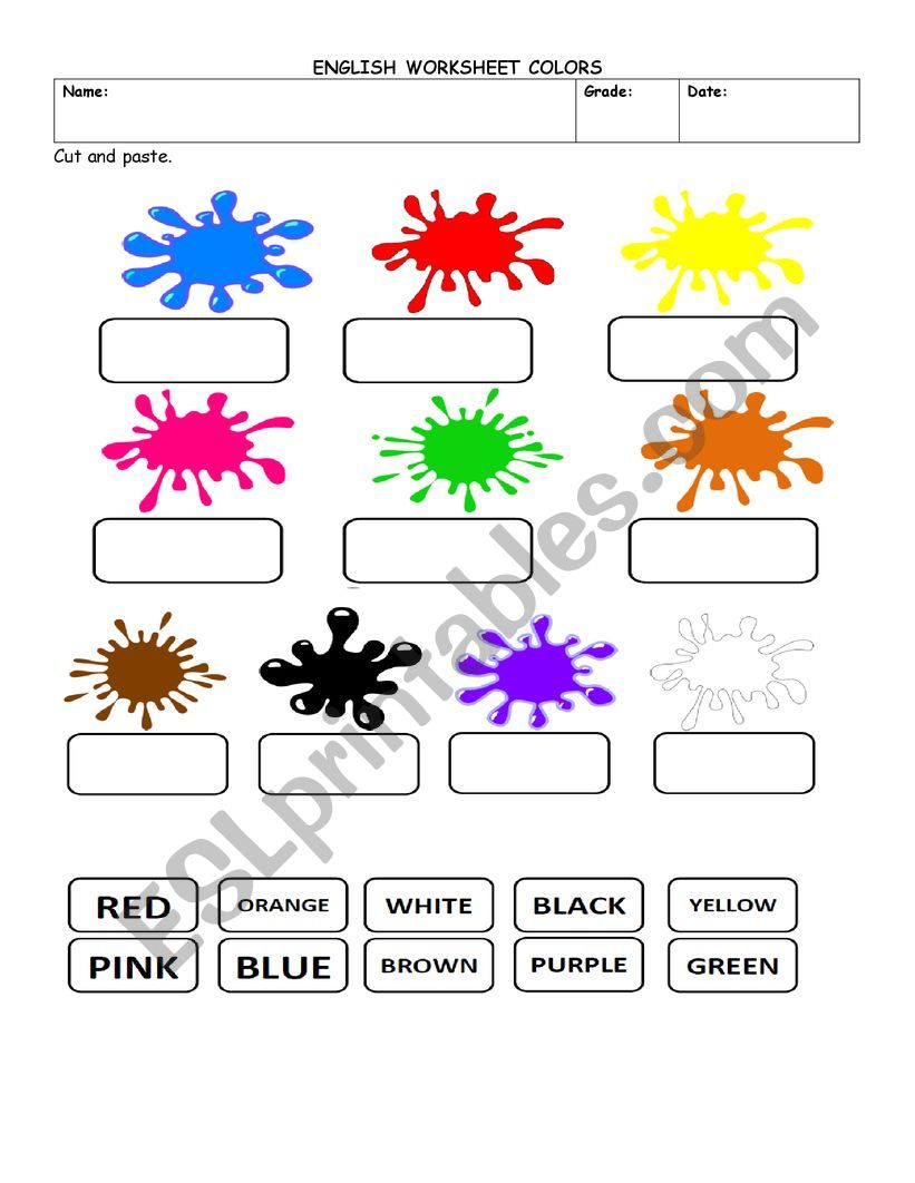 COLOURS MATCH worksheet