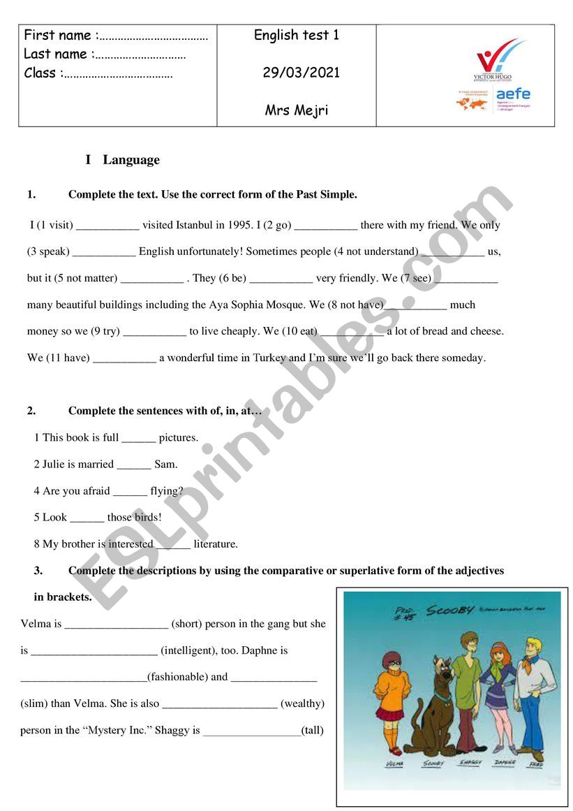 Exam /superlative form/prepositions/Australia