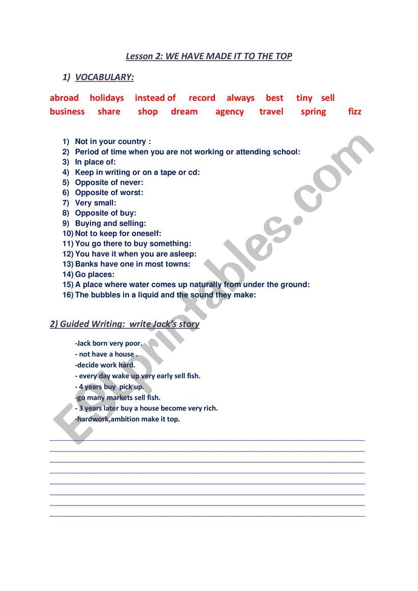 we have made it to the top worksheet