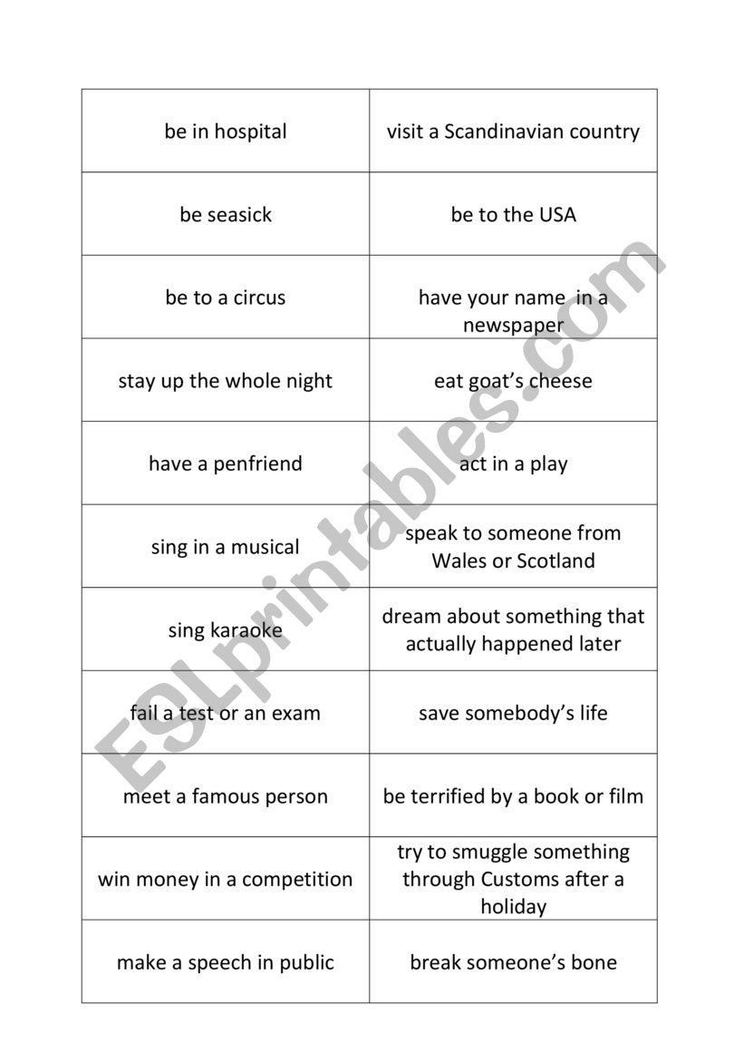 have you ever worksheet