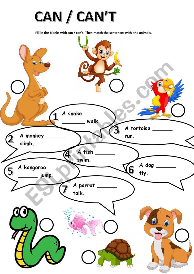 Can/Can´t worksheet