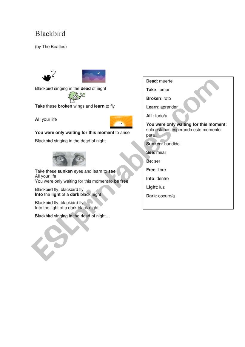 Blackbird worksheet