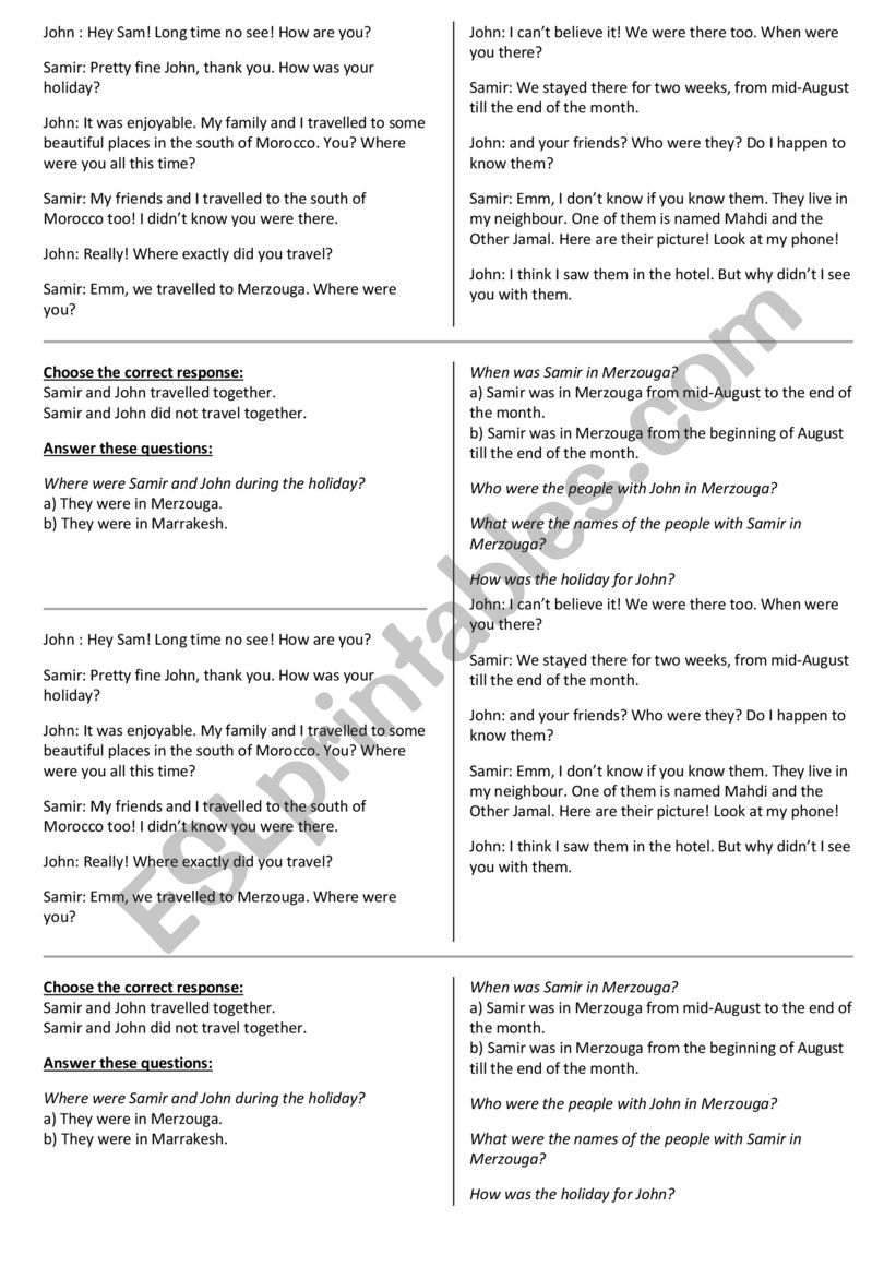 Simple Past Text worksheet