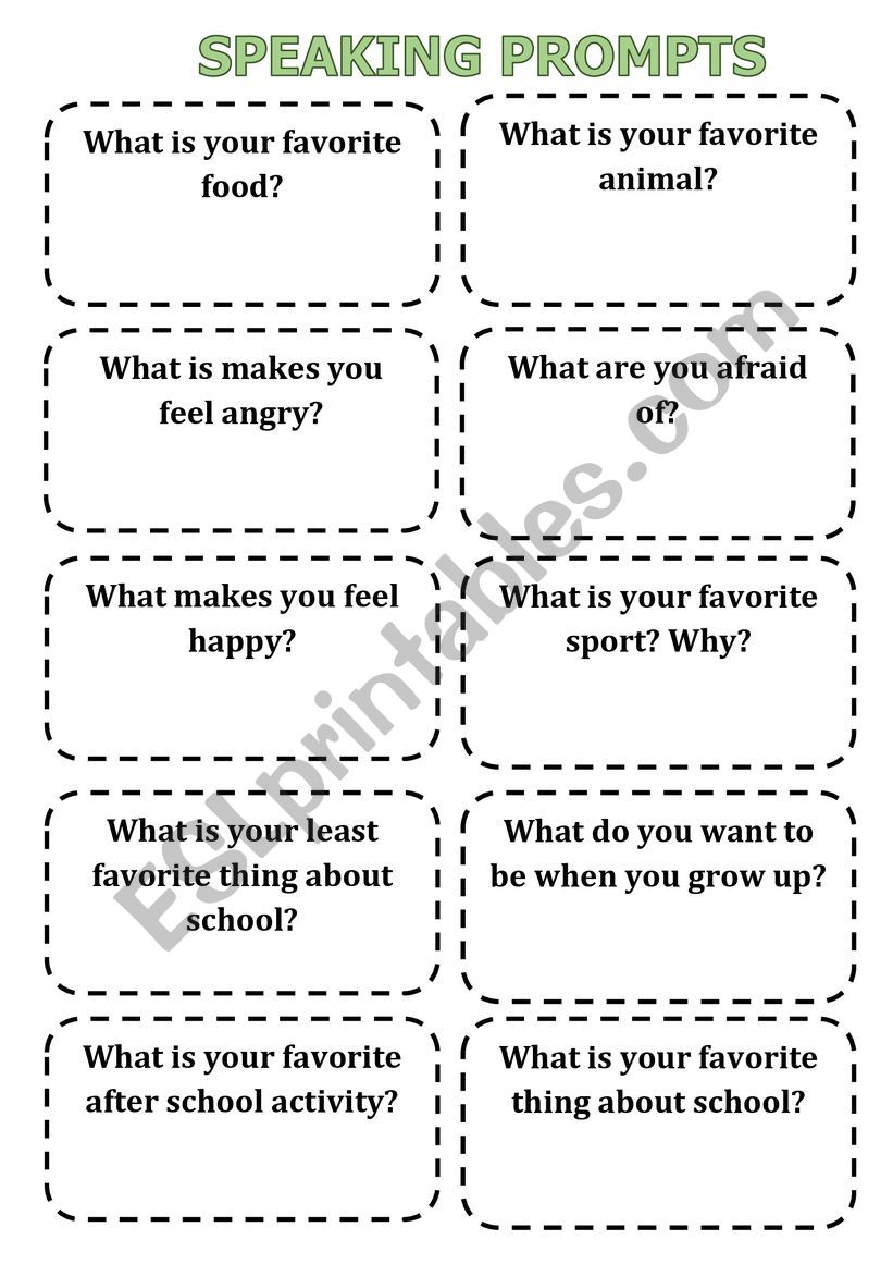 Speaking prompts worksheet