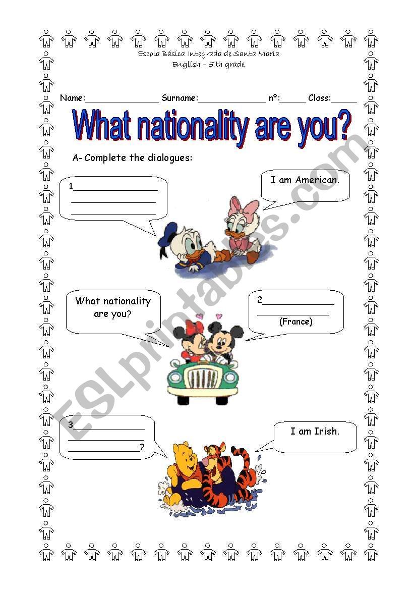 what nationality are you? worksheet