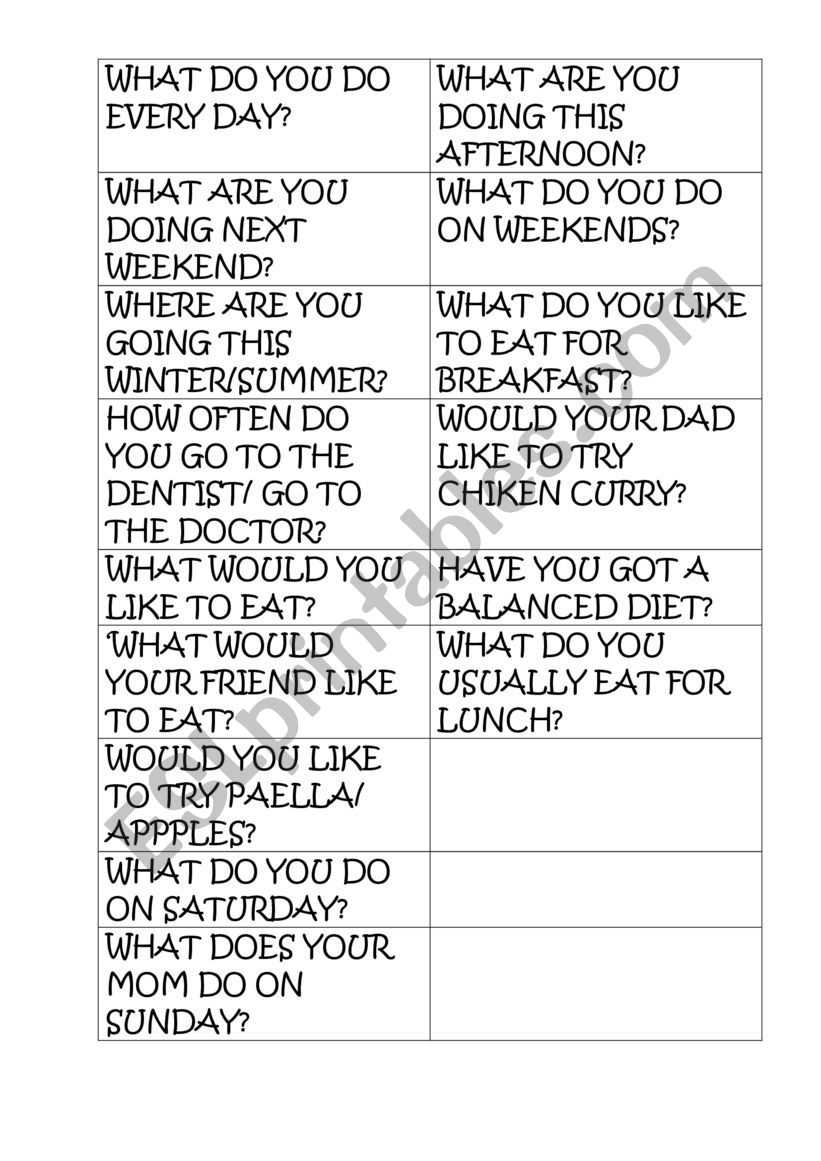 Daily Routine worksheet