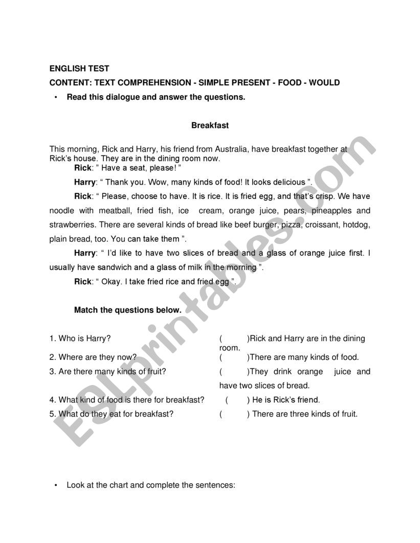 ENGLISH TEST worksheet