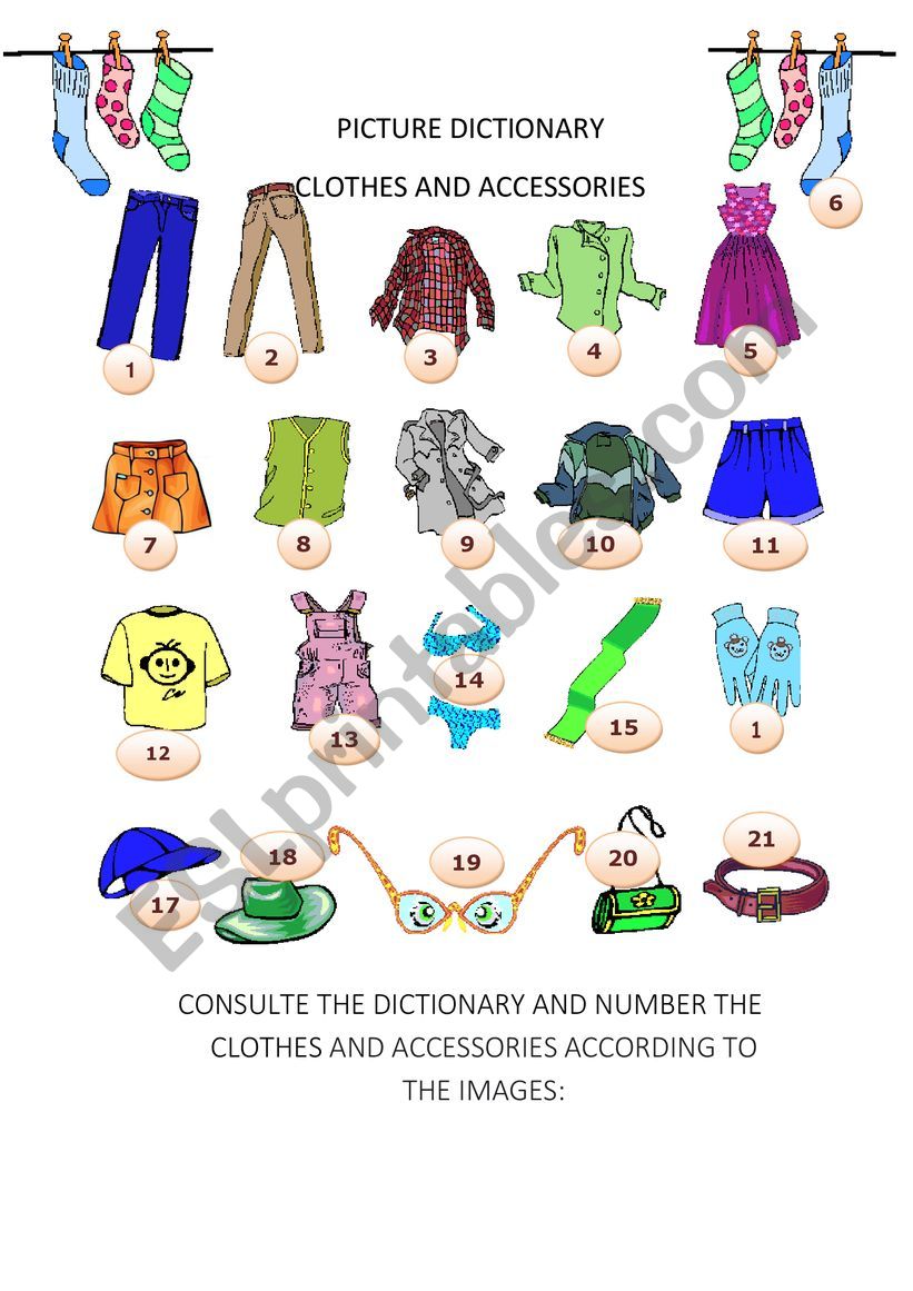 CLOTHES AND ACCESSORIES worksheet