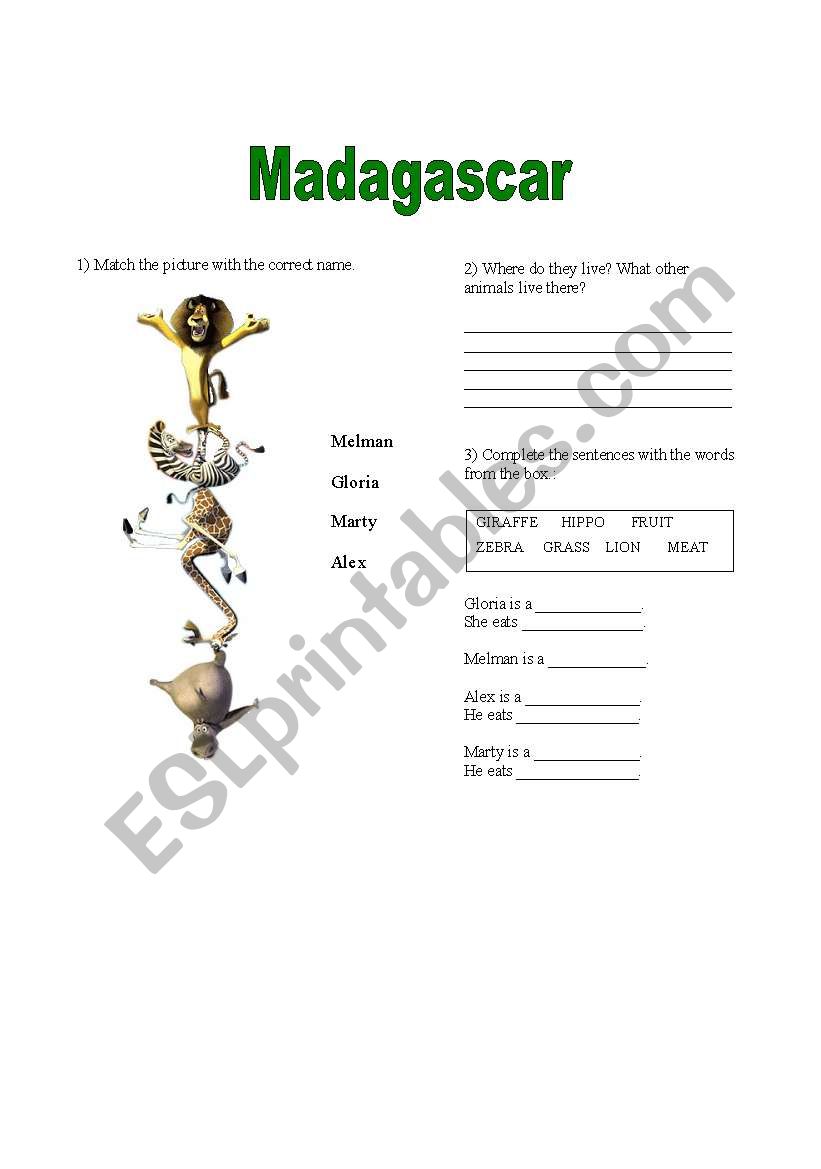 Madagascar  worksheet