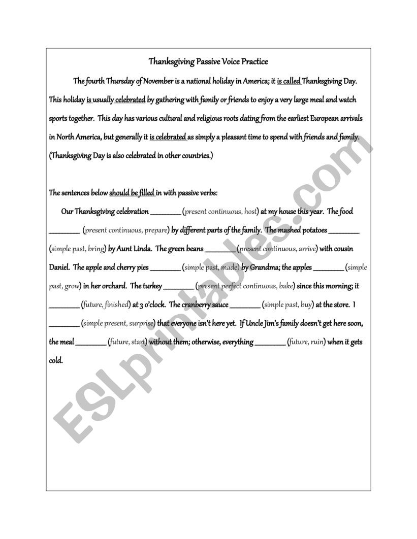 passive worksheet