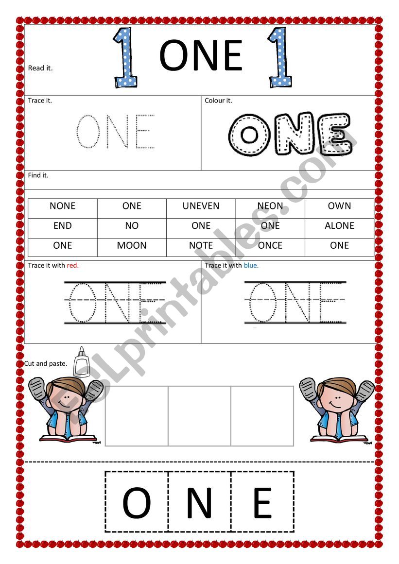 SIGHT WORD - Number ONE worksheet