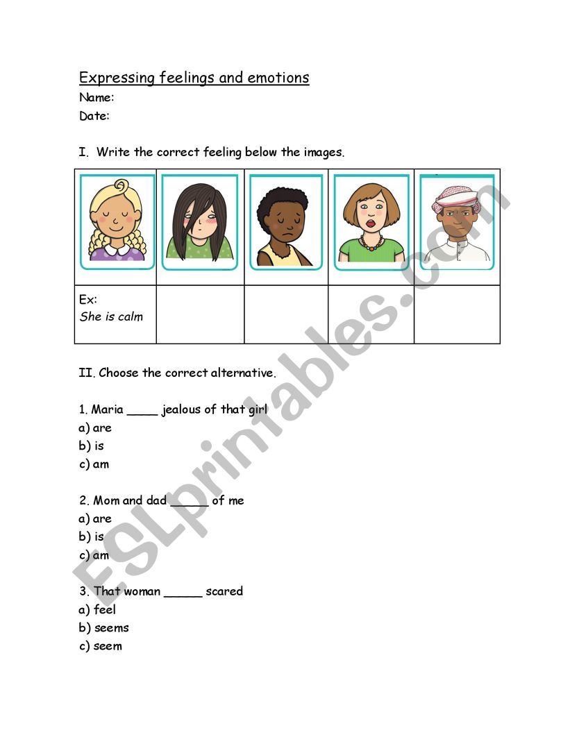 feelings and emotions worksheet