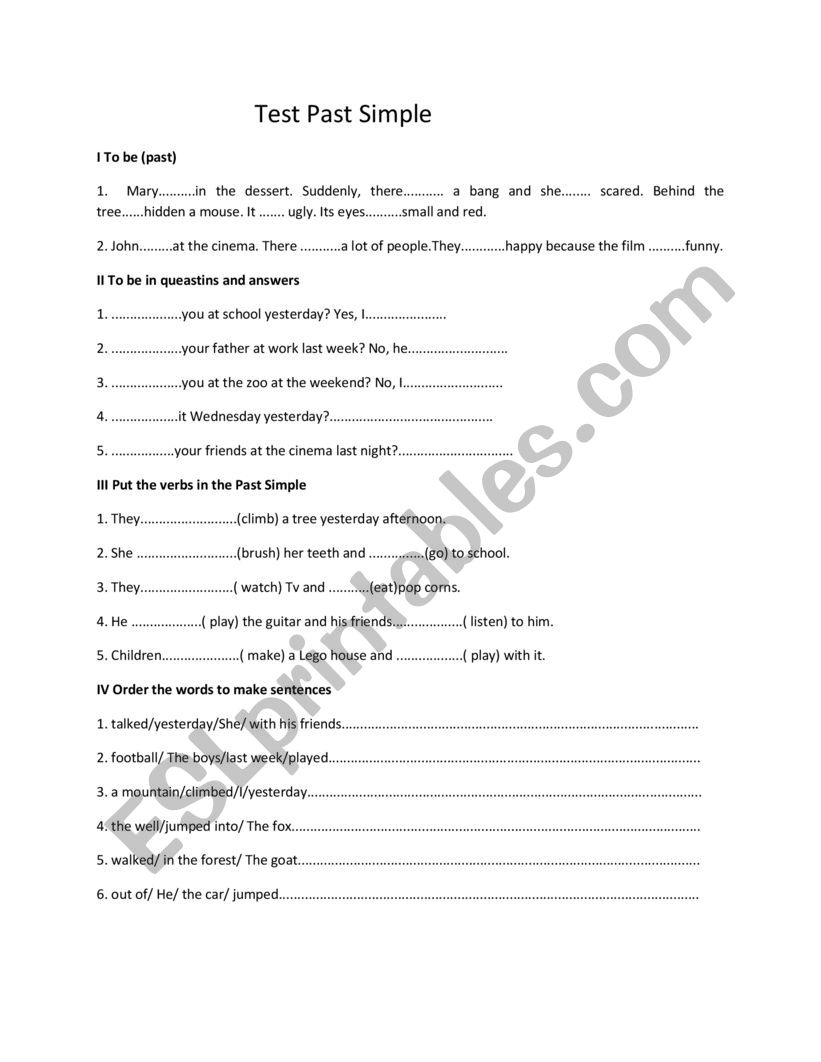 Past Simple worksheet