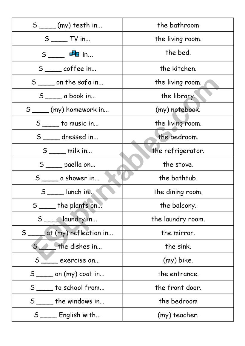 Verb Scavenger Hunt worksheet